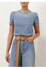 Zimmermann Crush Embellished Denim Top