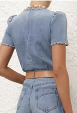 Zimmermann Crush Embellished Denim Top