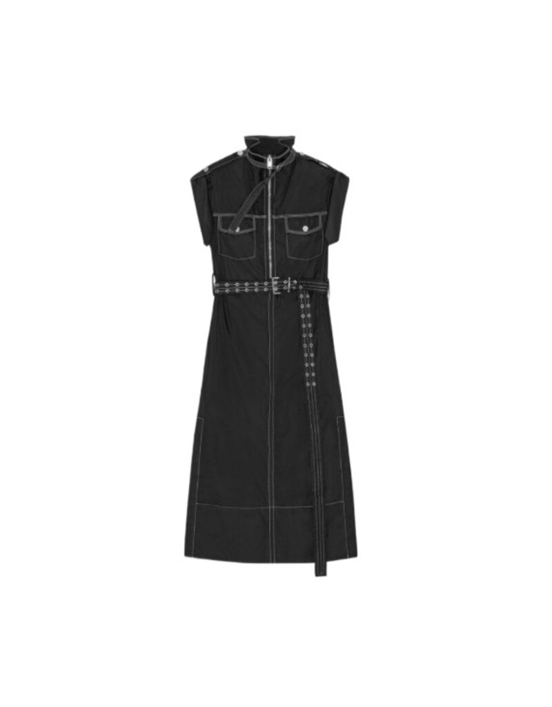 Ganni Duchesse Nylon Cowl Neck Long Dress