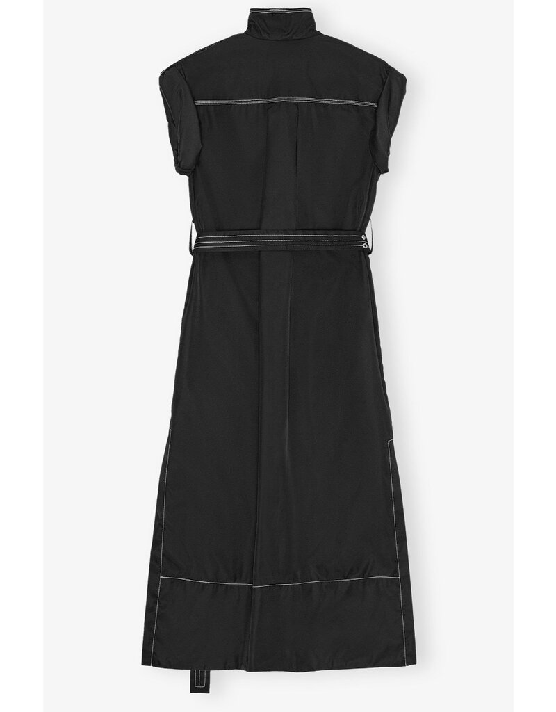 Ganni Duchesse Nylon Cowl Neck Long Dress