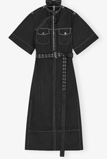 Ganni Duchesse Nylon Cowl Neck Long Dress