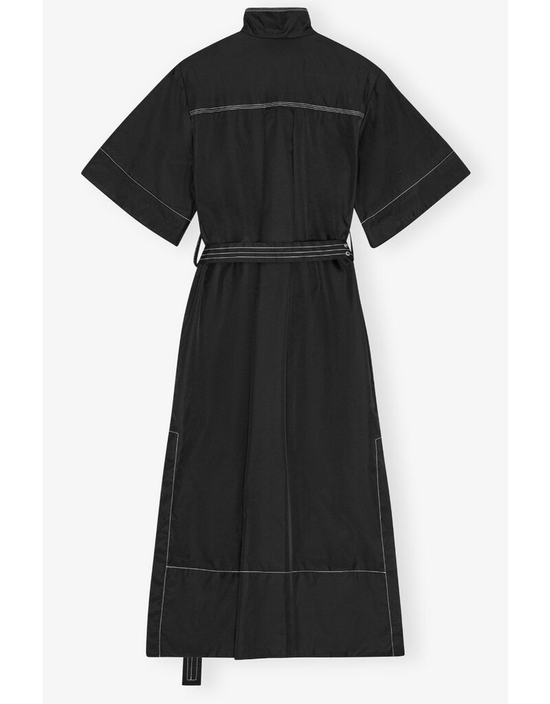 Ganni Duchesse Nylon Cowl Neck Long Dress