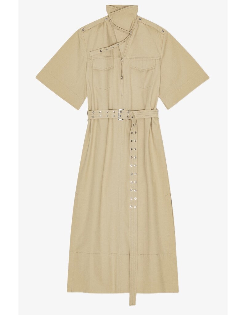 Ganni Classic Summer Suiting Cowl Neck Long Dress