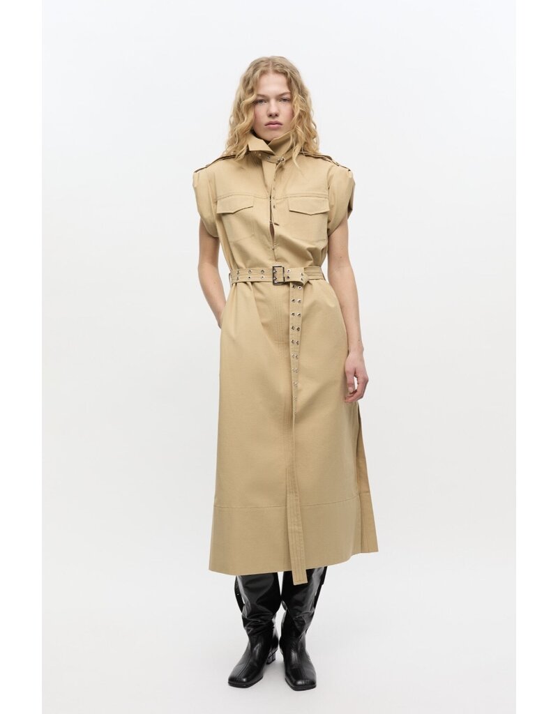 Ganni Classic Summer Suiting Cowl Neck Long Dress