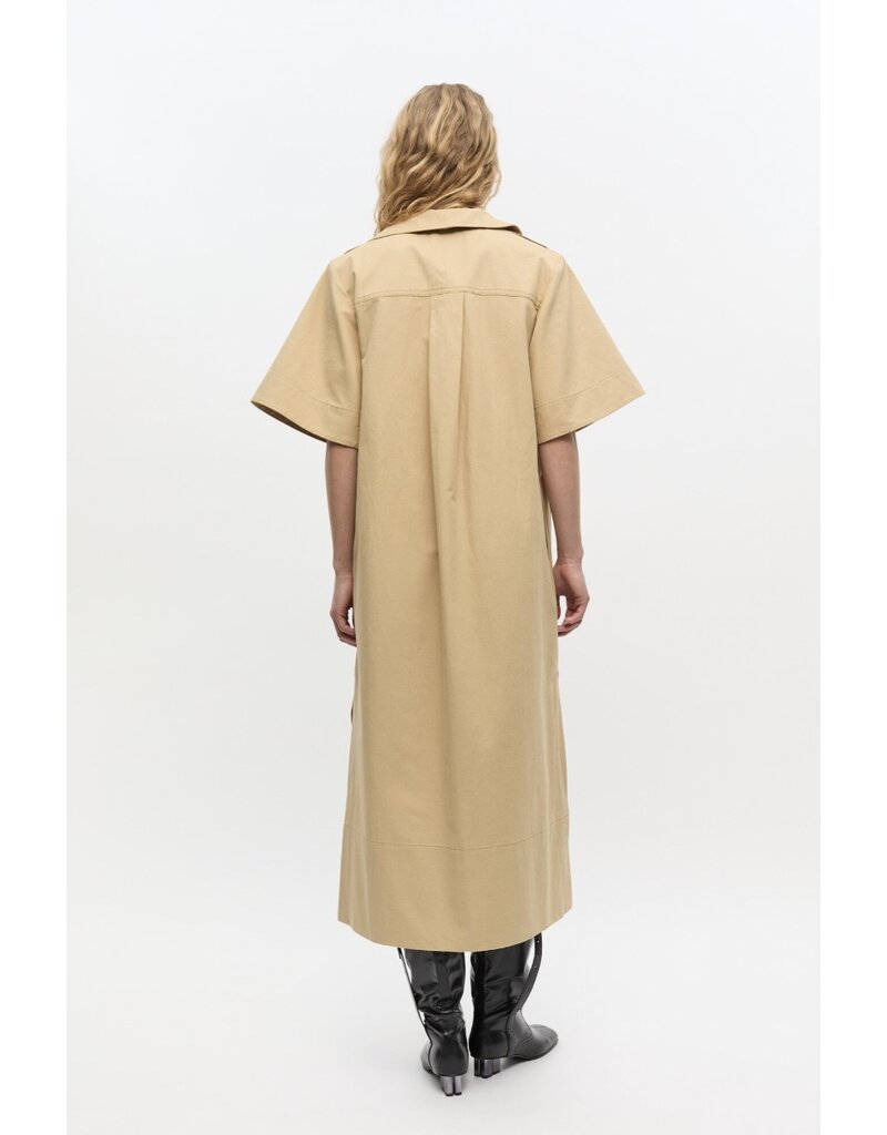 Ganni Classic Summer Suiting Cowl Neck Long Dress