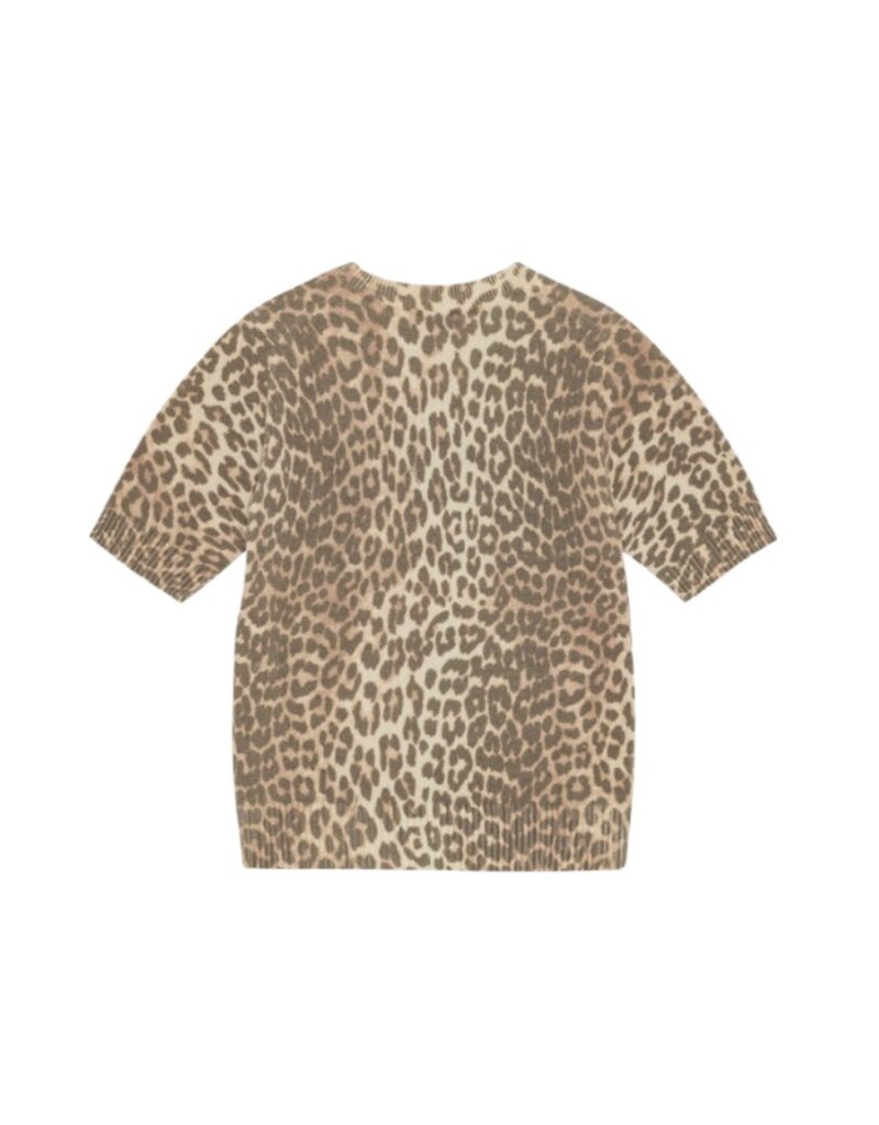 Ganni Graphic Wool Mix Printed Leopard T-Shirt