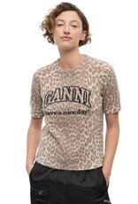 Ganni Graphic Wool Mix Printed Leopard T-Shirt