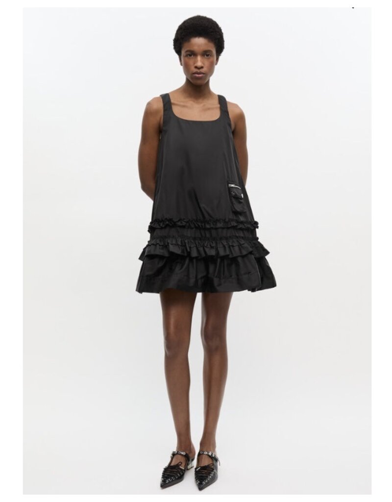 Ganni Duchesse Nylon U-Neck Mini Dress