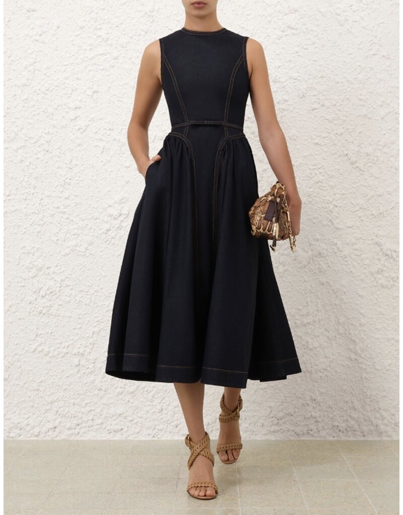 Zimmermann Denim Panelled Midi Dress