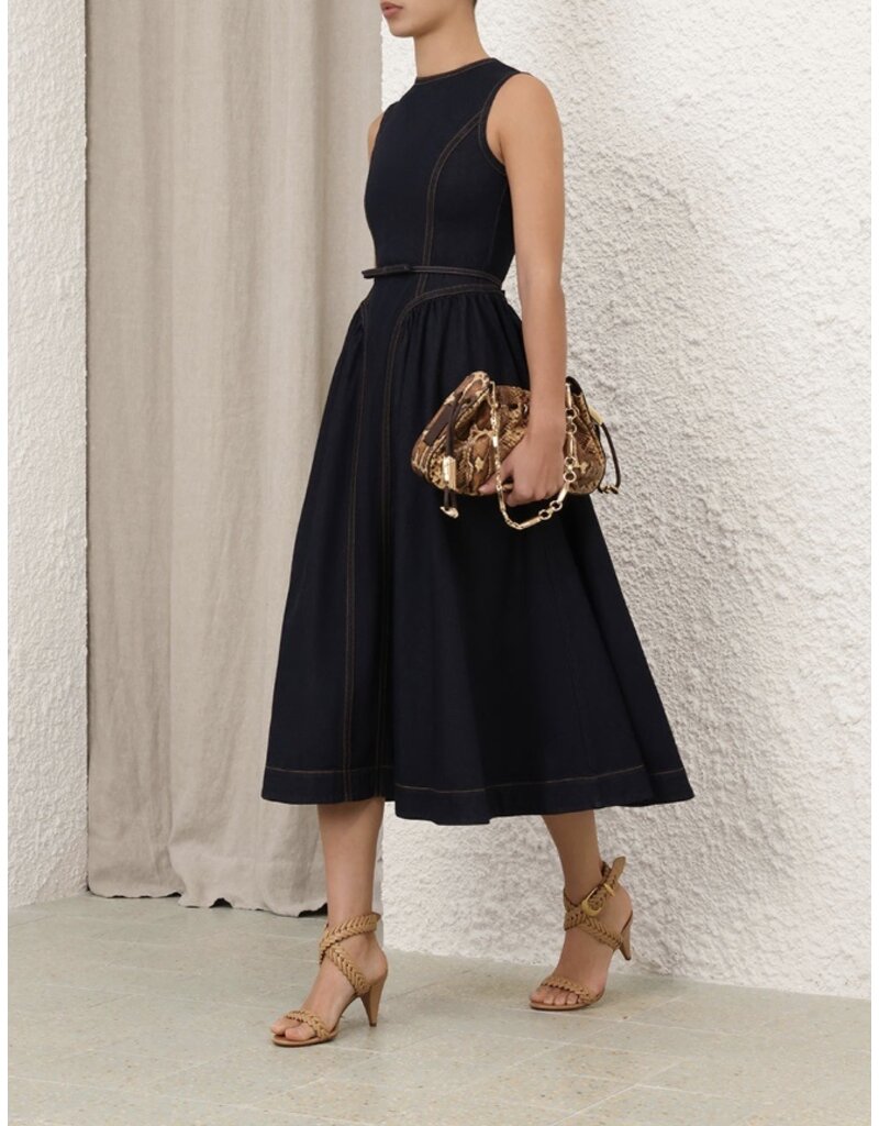 Zimmermann Denim Panelled Midi Dress
