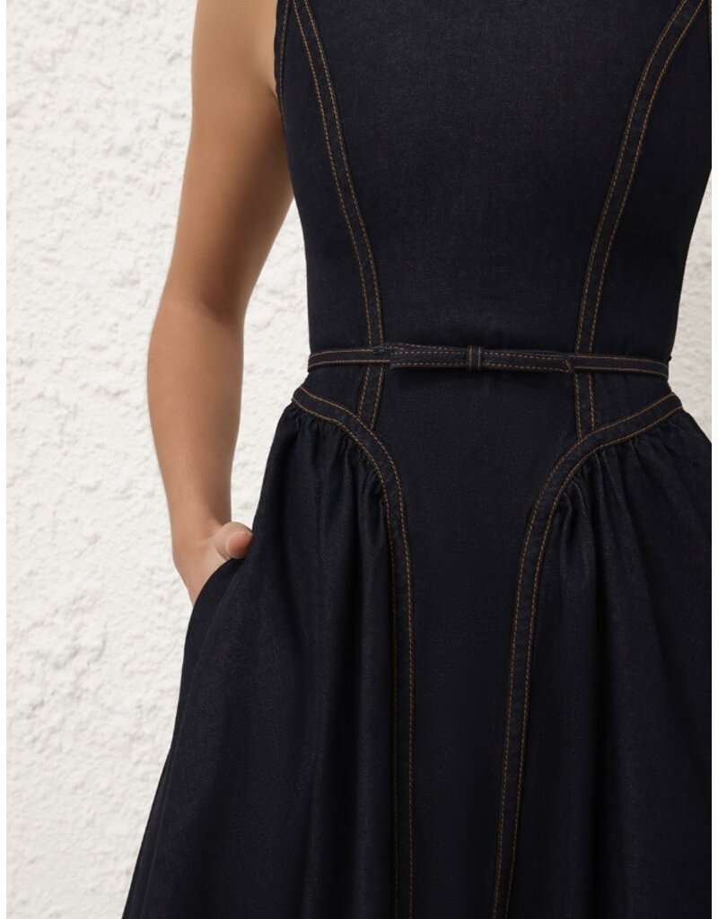 Zimmermann Denim Panelled Midi Dress