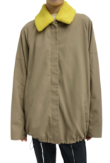 Tibi LOTTE NYLON CARCOAT WITH REMOVABLE SHERPA COLLAR