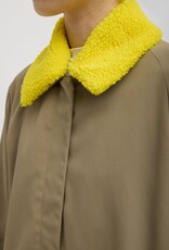 Tibi LOTTE NYLON CARCOAT WITH REMOVABLE SHERPA COLLAR