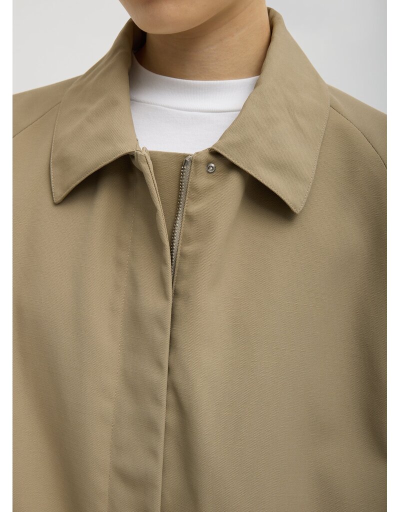 Tibi LOTTE NYLON CARCOAT WITH REMOVABLE SHERPA COLLAR