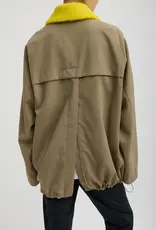 Tibi LOTTE NYLON CARCOAT WITH REMOVABLE SHERPA COLLAR