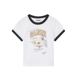 Ganni Basic Cotton Jersey Kitty T-Shirt