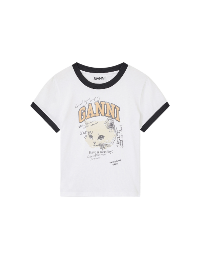 Ganni Basic Cotton Jersey Kitty T-Shirt