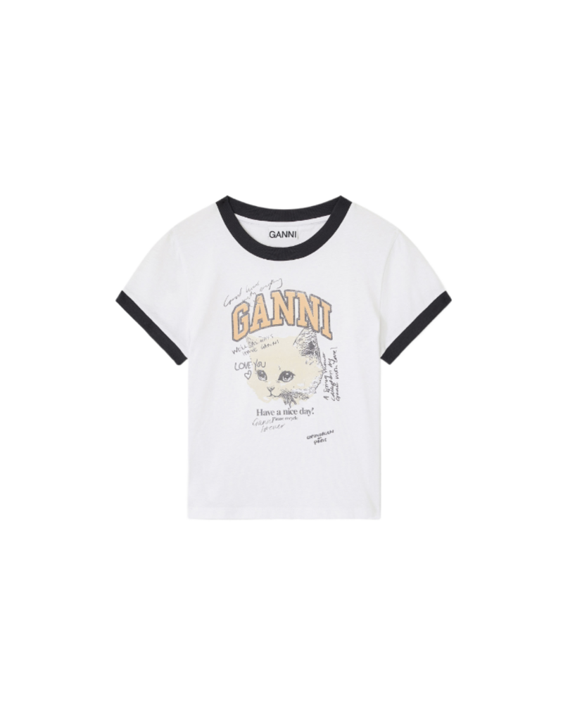 Ganni Basic Cotton Jersey Kitty T-Shirt
