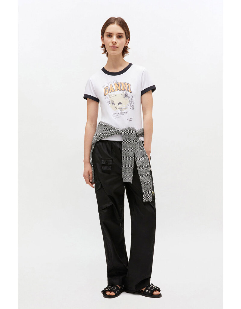 Ganni Basic Cotton Jersey Kitty T-Shirt