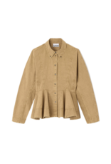 Ganni Washed Stretch Cotton Peplum Shirt