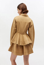 Ganni Washed Stretch Cotton Peplum Shirt