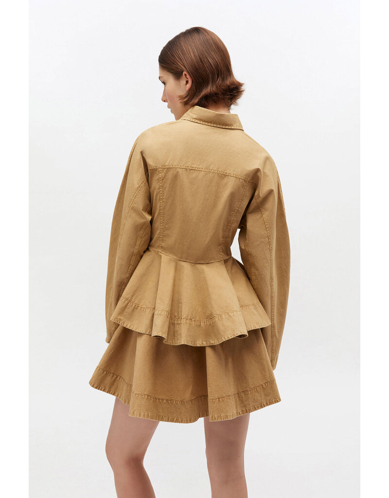 Ganni Washed Stretch Cotton Peplum Shirt