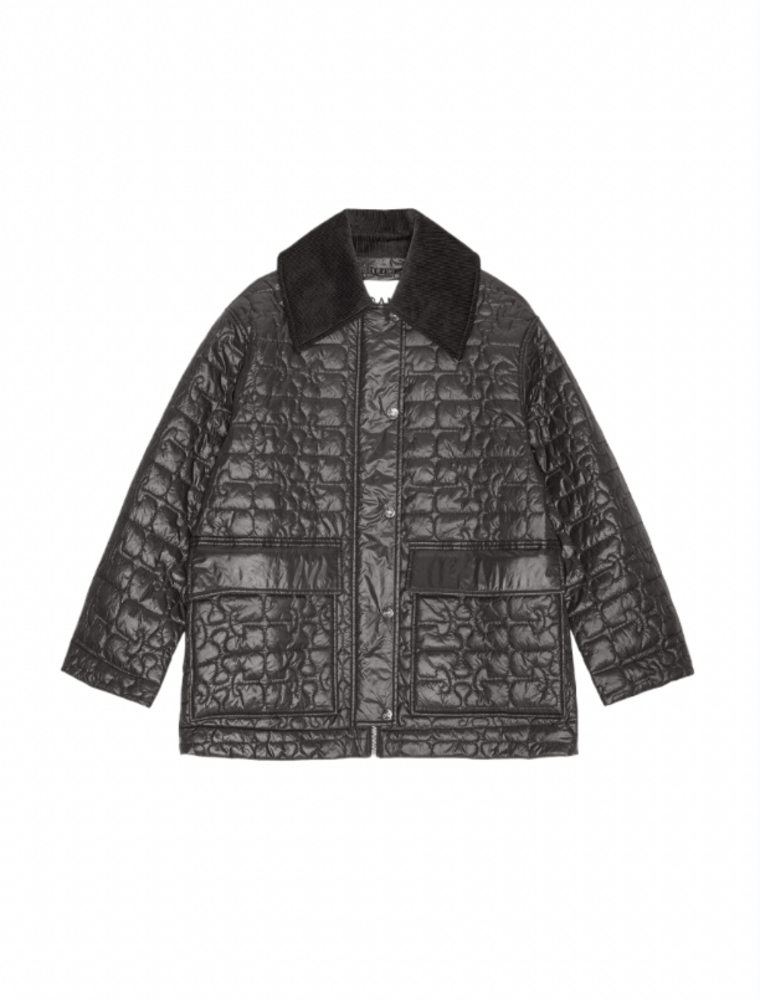 Ganni Shiny Quilt Midi Jacket