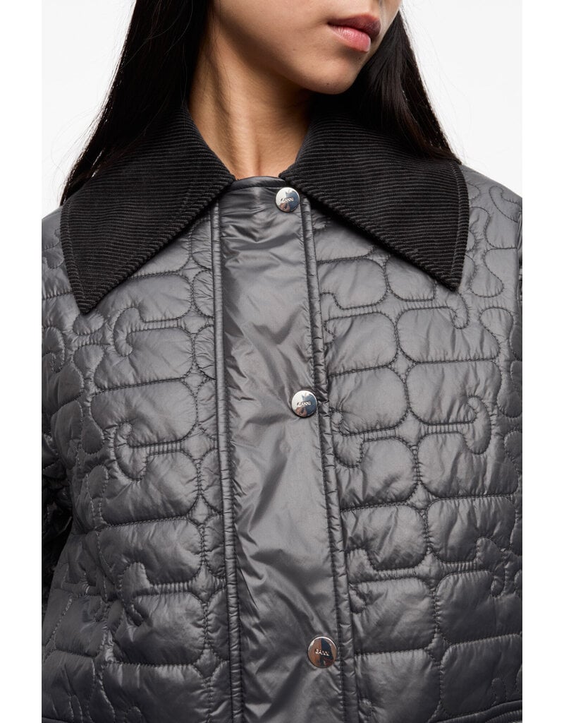 Ganni Shiny Quilt Midi Jacket