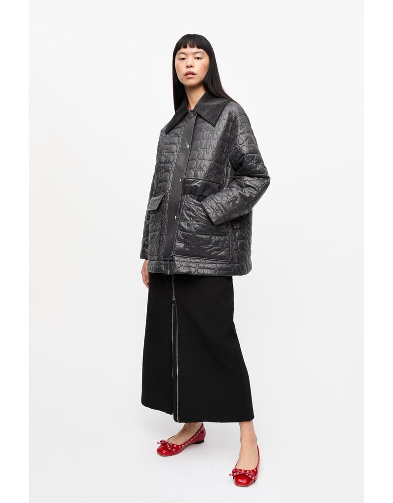 Ganni Shiny Quilt Midi Jacket