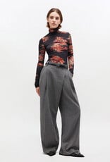 Ganni Brushed Wool Stripe Mid Waist Pants