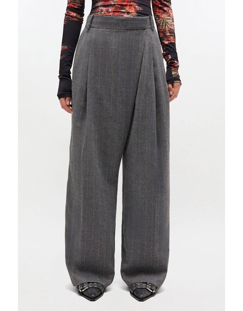 Ganni Brushed Wool Stripe Mid Waist Pants