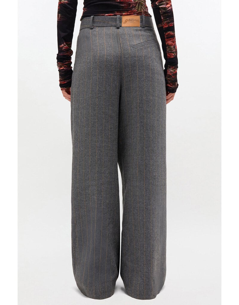 Ganni Brushed Wool Stripe Mid Waist Pants