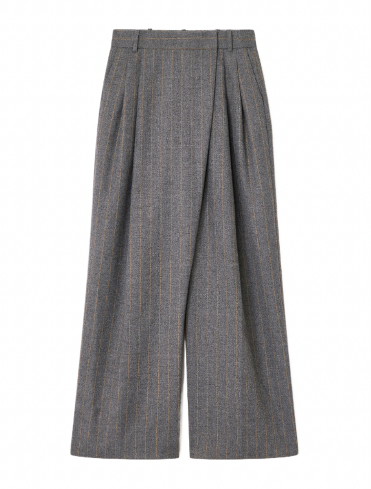Ganni Brushed Wool Stripe Mid Waist Pants