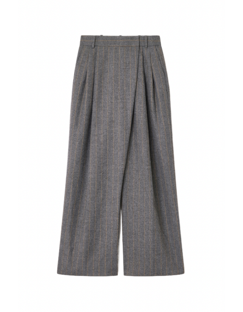 Ganni Brushed Wool Stripe Mid Waist Pants