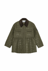 Ganni Shiny Quilt Midi Jacket w/ Flare