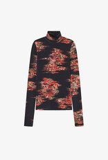 Ganni Printed Shiny Jersey Turtleneck