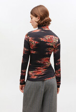 Ganni Printed Shiny Jersey Turtleneck