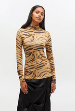 Ganni Printed Shiny Jersey Turtleneck