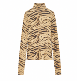 Ganni Printed Shiny Jersey Turtleneck