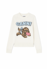 Ganni Graphic Wool Puppy Love Crewneck