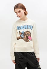 Ganni Graphic Wool Puppy Love Crewneck