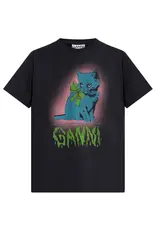 Ganni Basic Cotton Jersey Neon Kitty T-Shirt