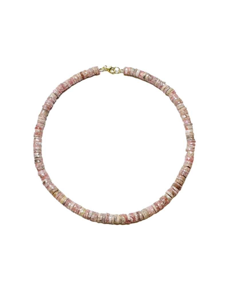 Theodosia Rhodochrosite Heishi Cut Necklace