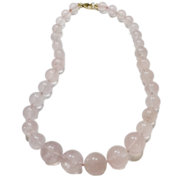 Theodosia Knotted Rose Quartz Gumball Necklace