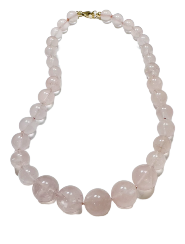 Theodosia Knotted Rose Quartz Gumball Necklace