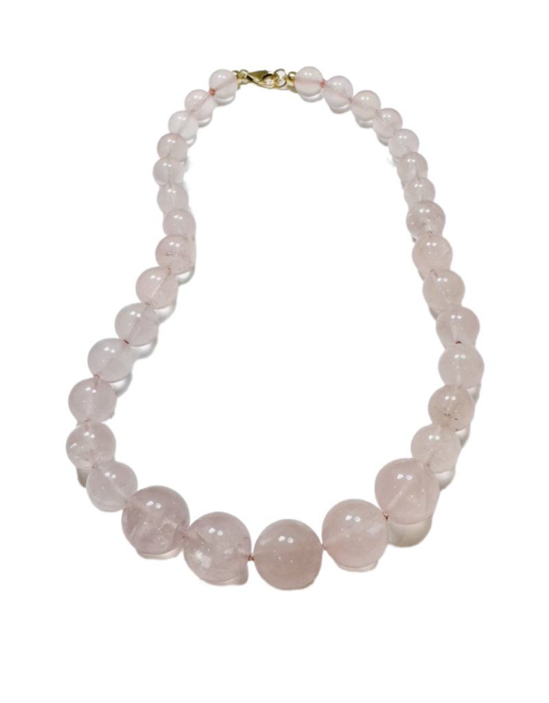Theodosia Knotted Rose Quartz Gumball Necklace