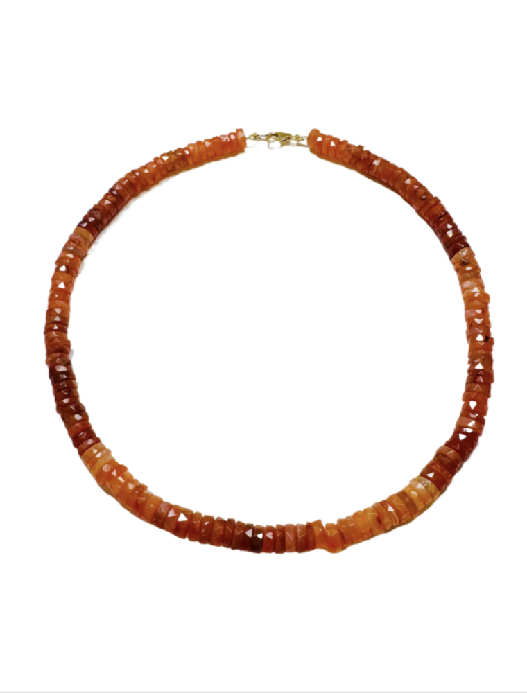 Theodosia Shaded Carnelian Heishi Necklace