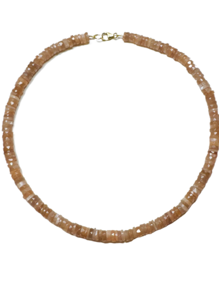 Theodosia Peach Moonstone Heishi Necklace