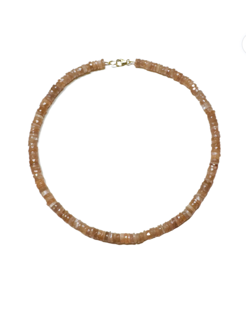 Theodosia Peach Moonstone Heishi Necklace