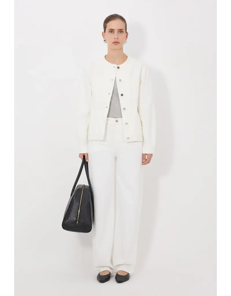 LOULOU DE SAISON RIMA COLLARLESS DENIM JACKET